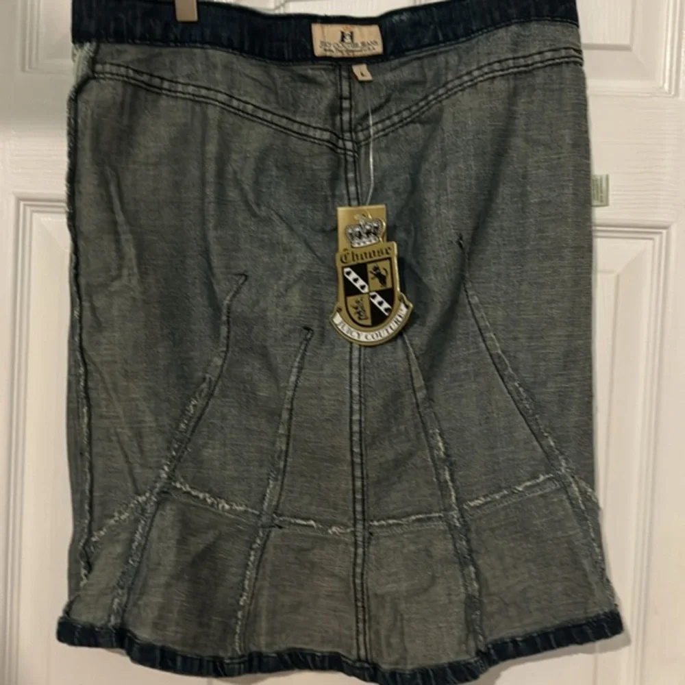 Vintage Y2K Juicy Couture Blue Denim Skirt With‎ Ruffle Size Large